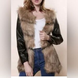 LANSHIFEI FUR FAUX LEATHER‎ JACKET SIZE M